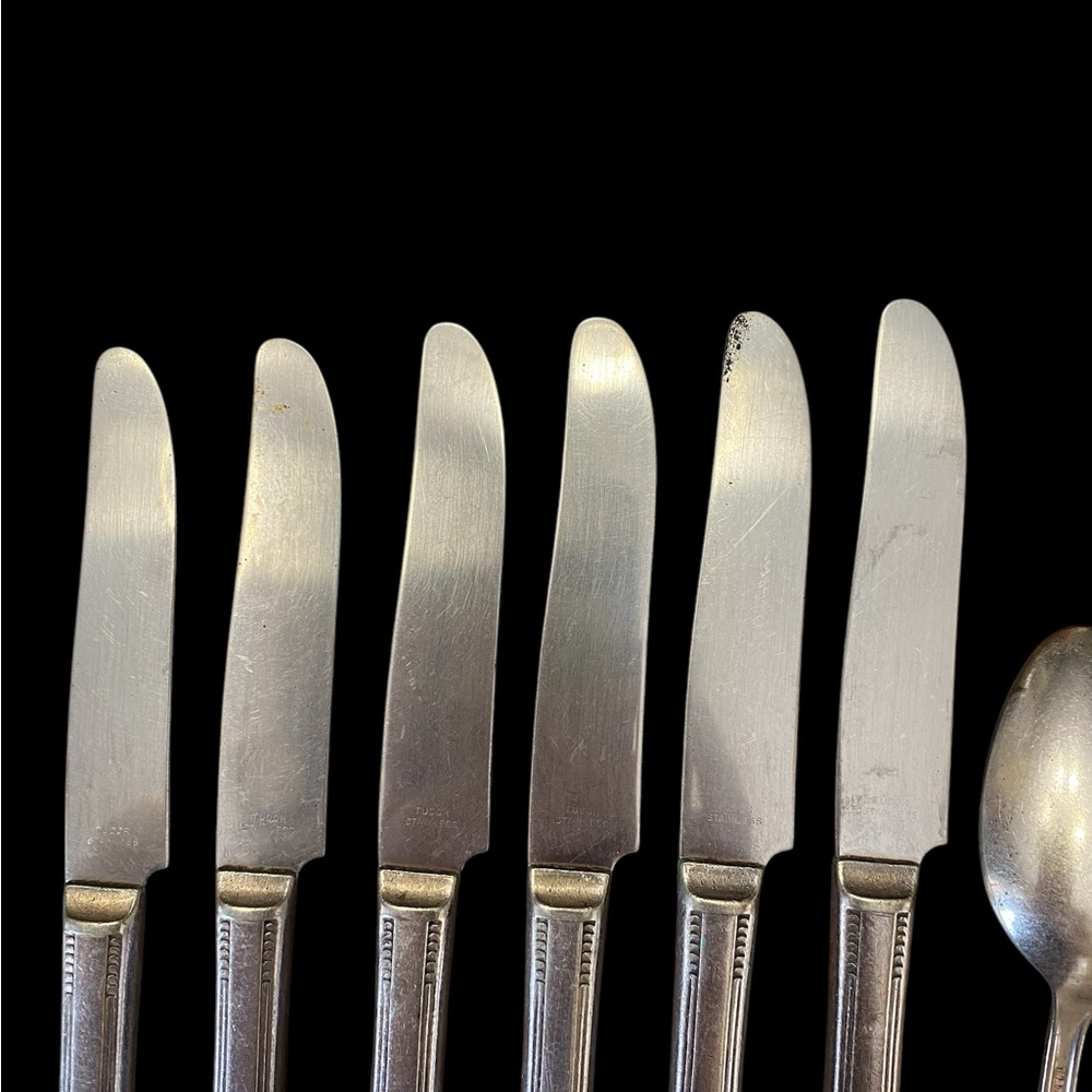 VTG Oneida Tudor Plate 1939 Fortune Silverplate Flatware Set - Floral Art Deco - Picture 12 of 15